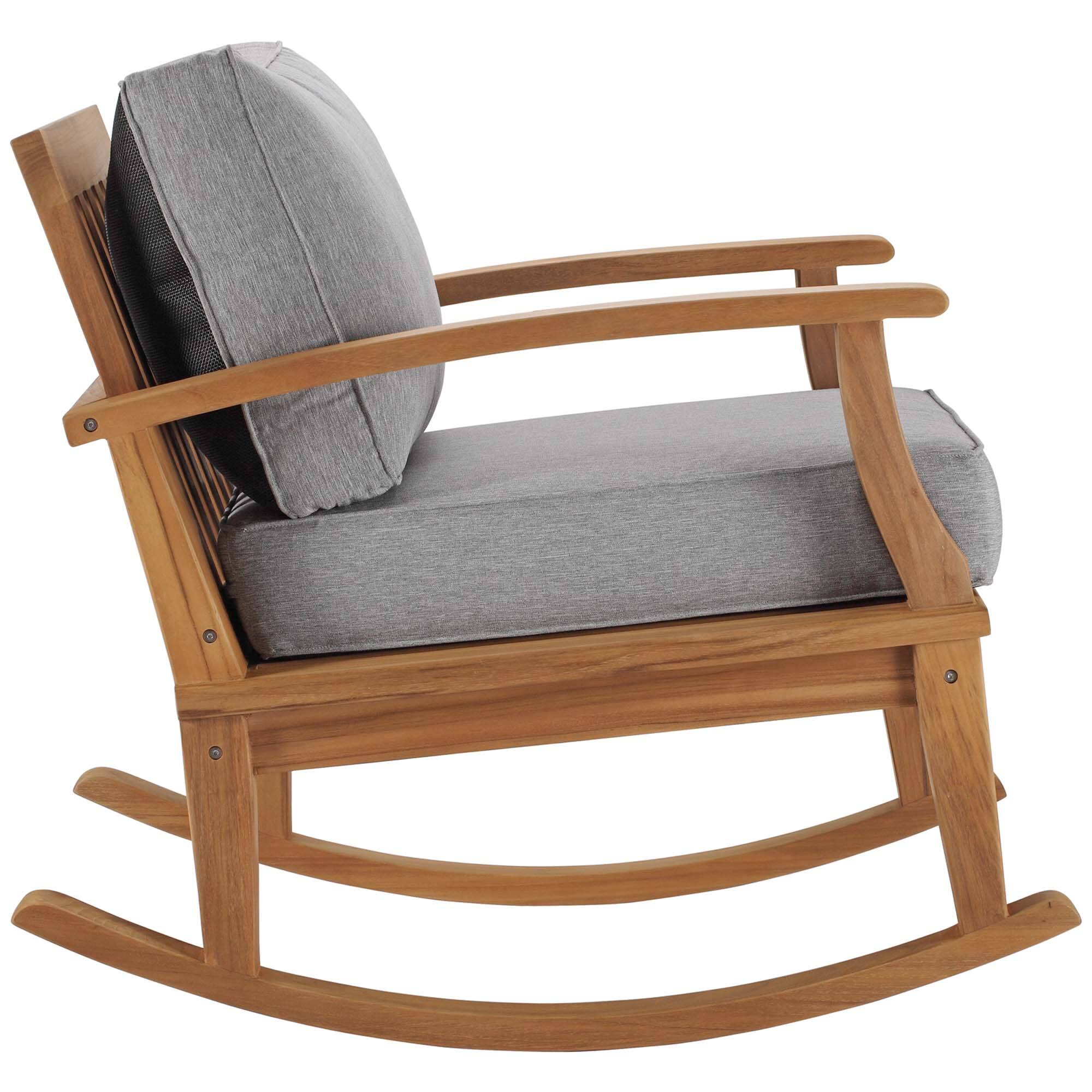 Back. Modway - Marina Outdoor Patio Teak Rocking Chair by Modway - Natural Gray.