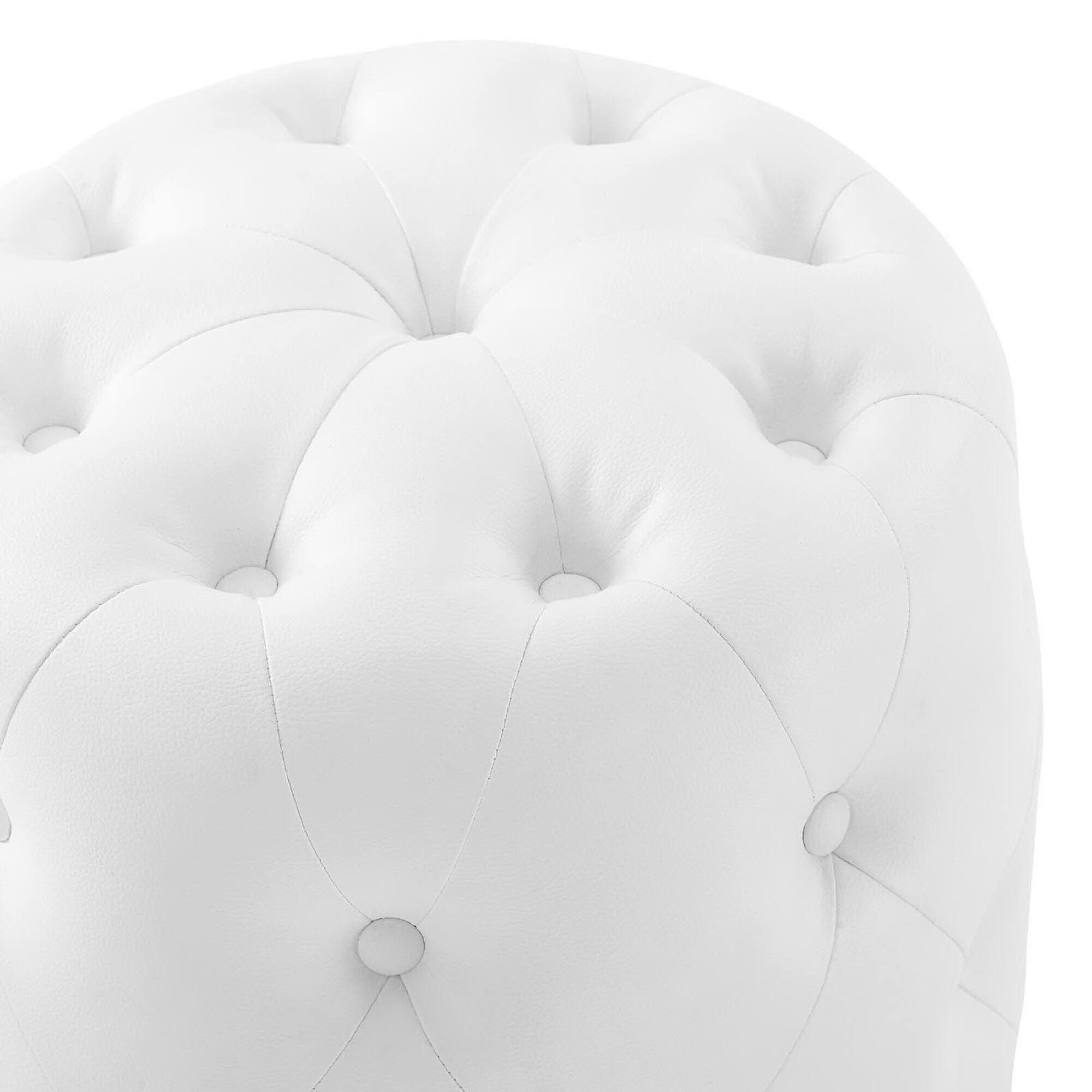 Alt View 2. Modway - Amour Tufted Button Round Faux Leather Ottoman by Modway - EEI-3777-WHI.