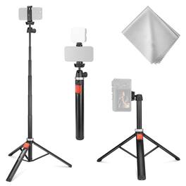 HM 1810 - Basics 5 48 Magnetic Selfie Stick Tripod Compatible With Magsafe Android Travel Cell Phone Stand Remote One - TS05 w/Cleaning Cloth