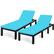 Front. Costway - 2PCS Patio Garden Rattan Lounge Chair Chaise Couch Cushioned Height Adjustable - Turquoise.