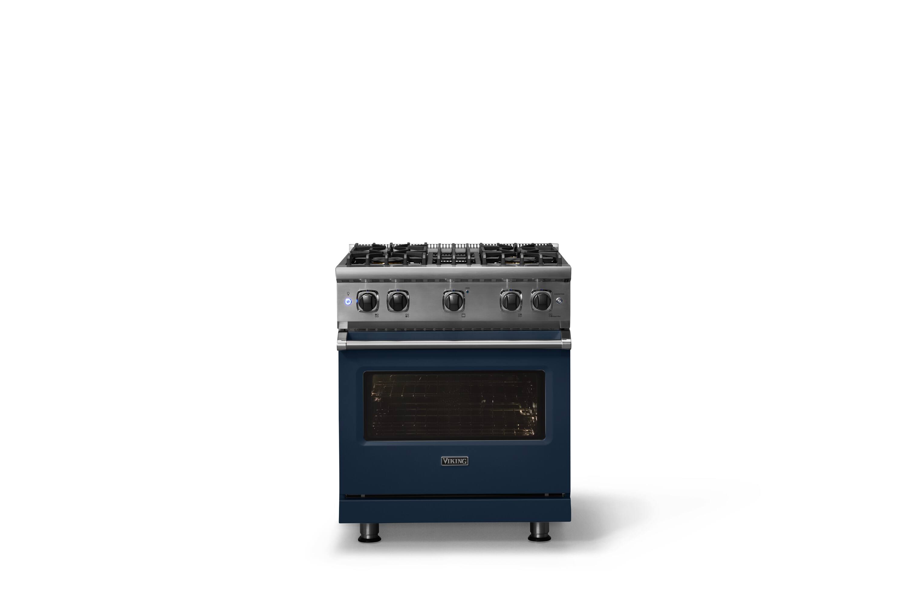 Alt View 3. Viking - Professional 5 Series 4.0 Cu. Ft. Freestanding Gas Convection Range - Slate Blue.