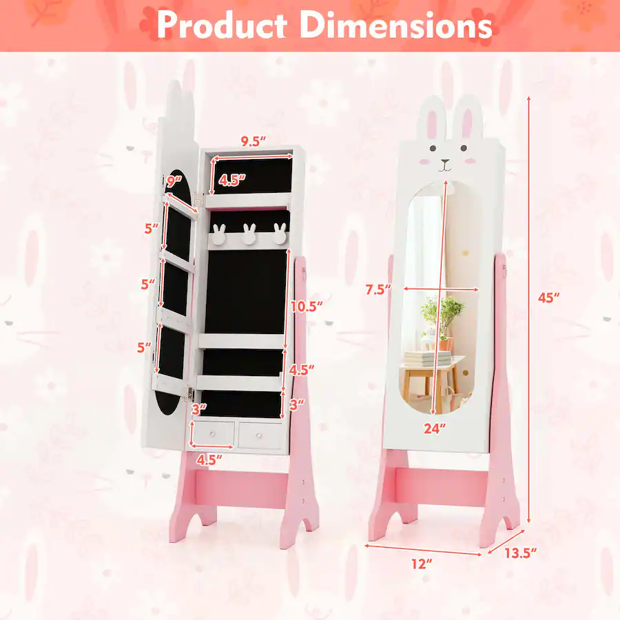 Slot Toy Rabbit Costway Kids Vanity Set Princess Makeup Dressing Table and Chair Set ...
