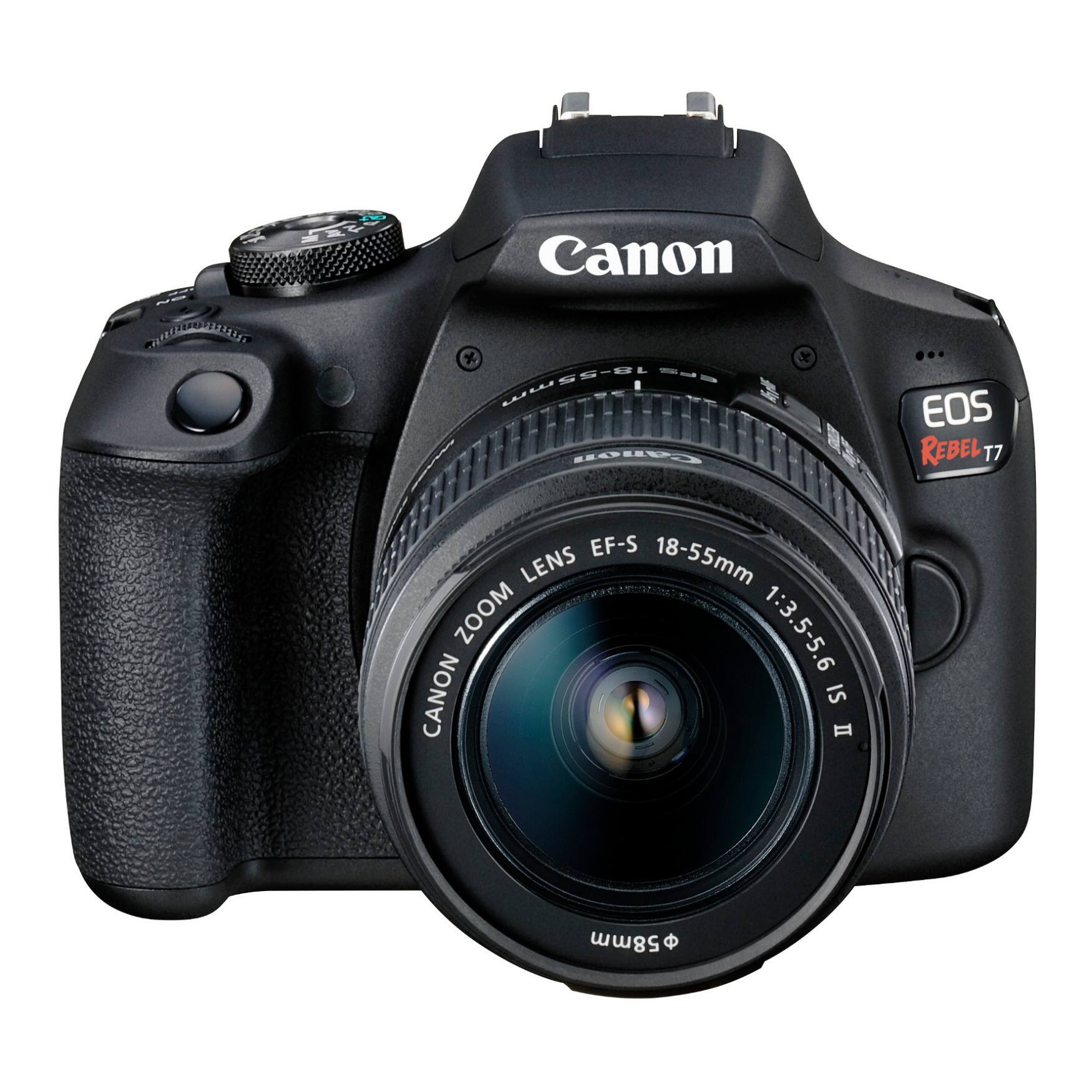 A Canon EOS REBEL T7 EF-S 18-55mm LENS ZOOM 1:3.5-5.6 CANON IS II 58mm