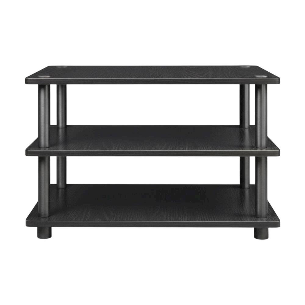Alt View 3. FurniFact - Black 3-Tier Corner TV Stand with Easy Assembly and Composite Wood Construction - Brown.