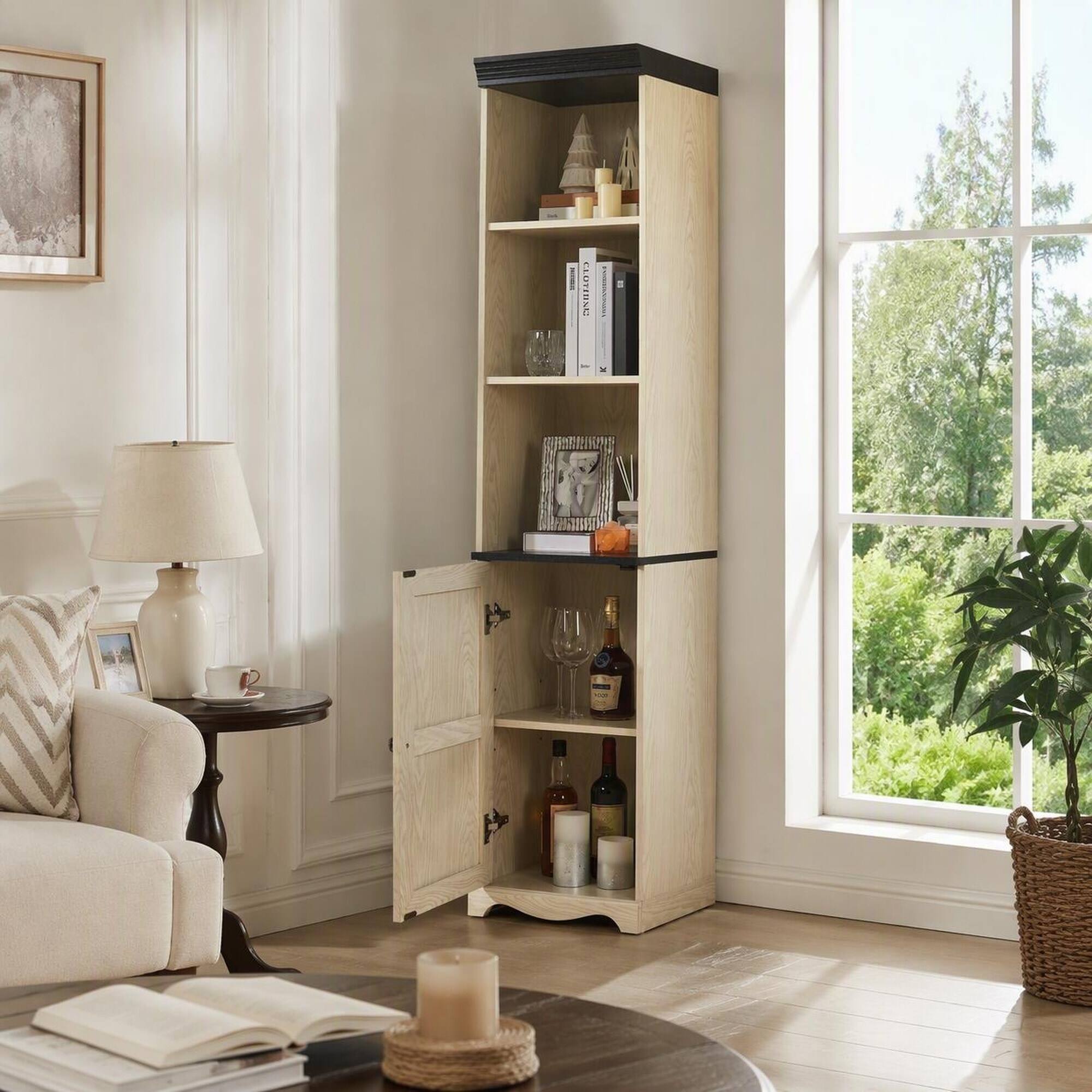 Angle. RYHNUYNE - 70.86 in Tall Wood Storage Cabinet with 5 Shelves Free Combination MDF Bookcase Set of 1 White - White.
