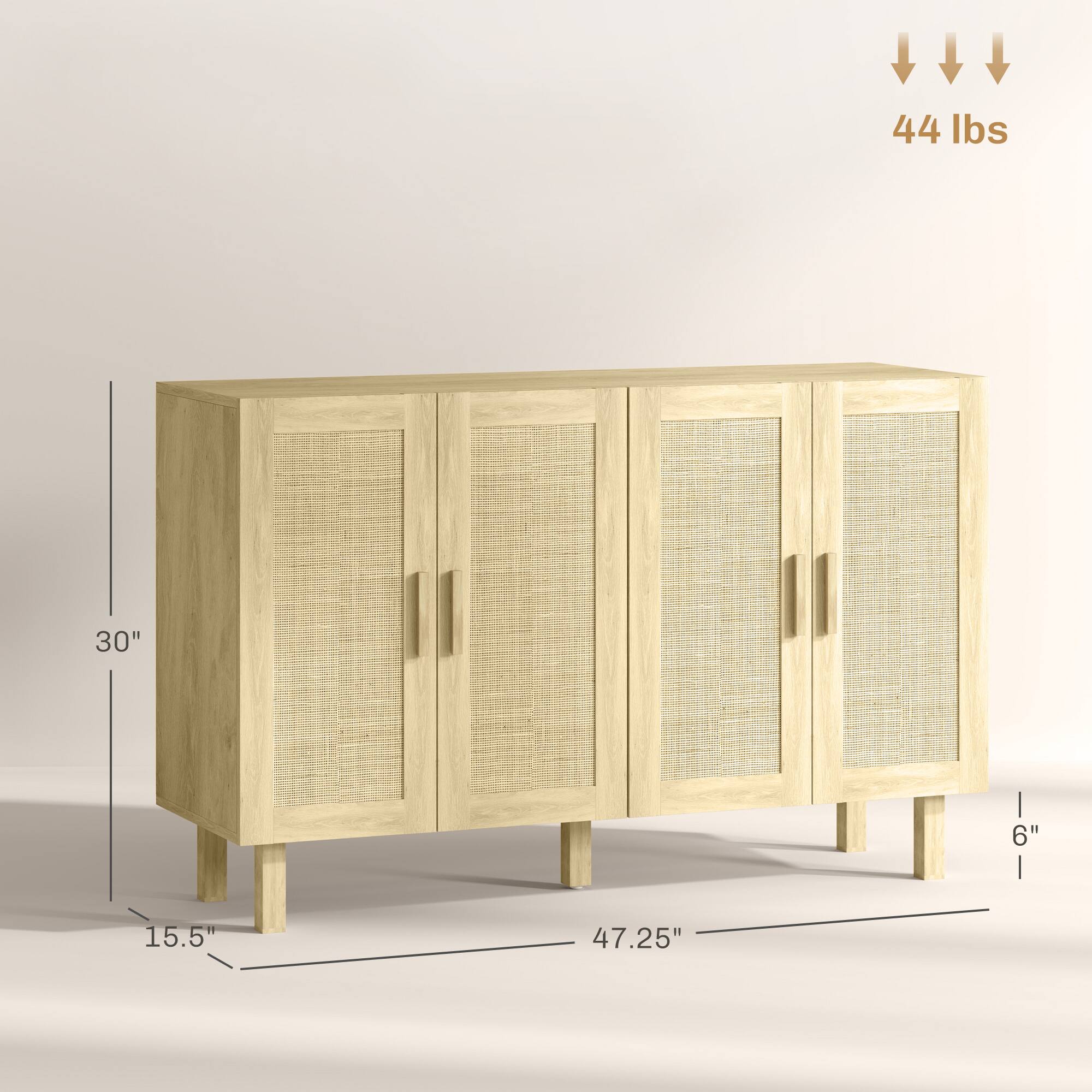 44 lbs  
30"  
6"  
47.25"  
15.5"