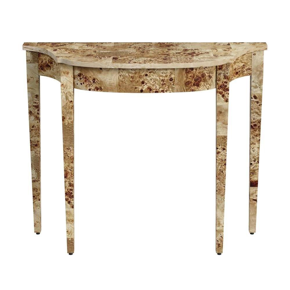 Back. Starlight Canyon Home - Light Brown Half Moon Console Table - Narrow Entryway and Sofa Table - Light Brown.