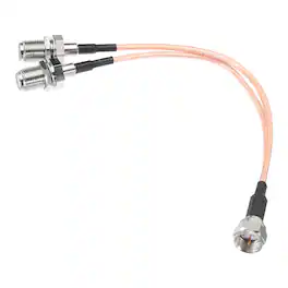 Unique Bargains - RG6 Splitter Coax Cable 3 Way F Male to 2 F Female Adapter 6inch 75 Ohm for Antenna, TV, DVD Player - Rose Gold