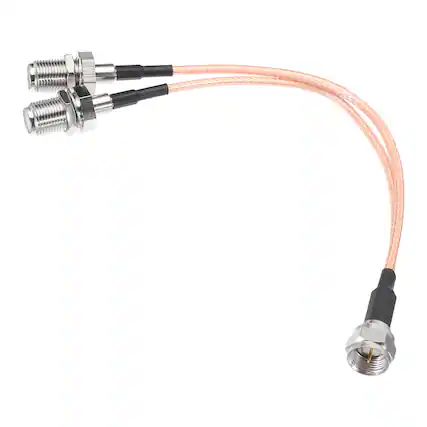 Front. Unique Bargains - RG6 Splitter Coax Cable 3 Way F Male to 2 F Female Adapter 6inch 75 Ohm for Antenna, TV, DVD Player - Rose Gold.