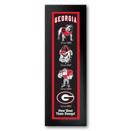 Sporticulture - Georgia Bulldogs Framed 8" x 26" Logo Heritage Art Print - Multicolor