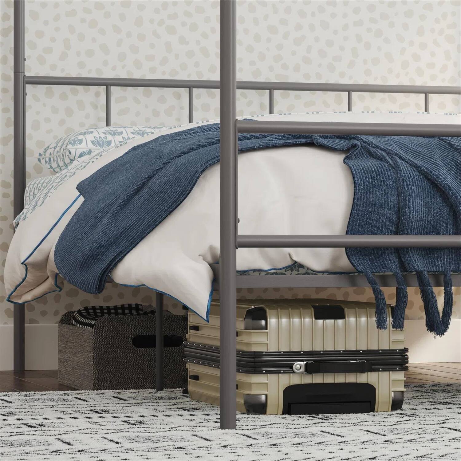 Alt View 1. Hivvago - Hivvago King size Metal Canopy Bed Frame with Headboard and Footboard - Dark Gray.