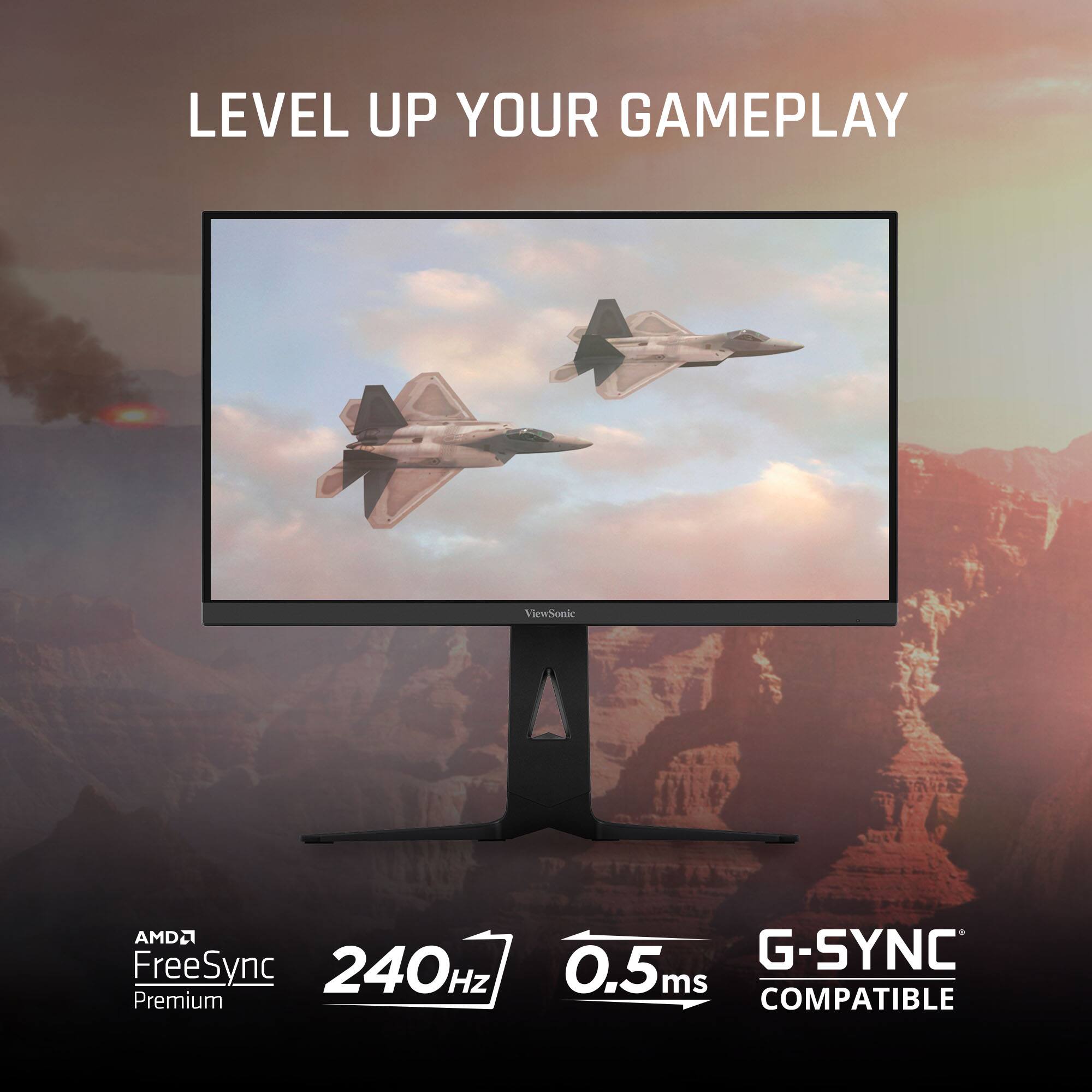 LEVEL UP YOUR GAMEPLAY with the ViewSonic AMD2 FreeSync 240Hz 0.5ms G-SYNC monitor. This premium monitor is compatible with a variety of systems and offers a fast refresh rate for an immersive gaming experience.