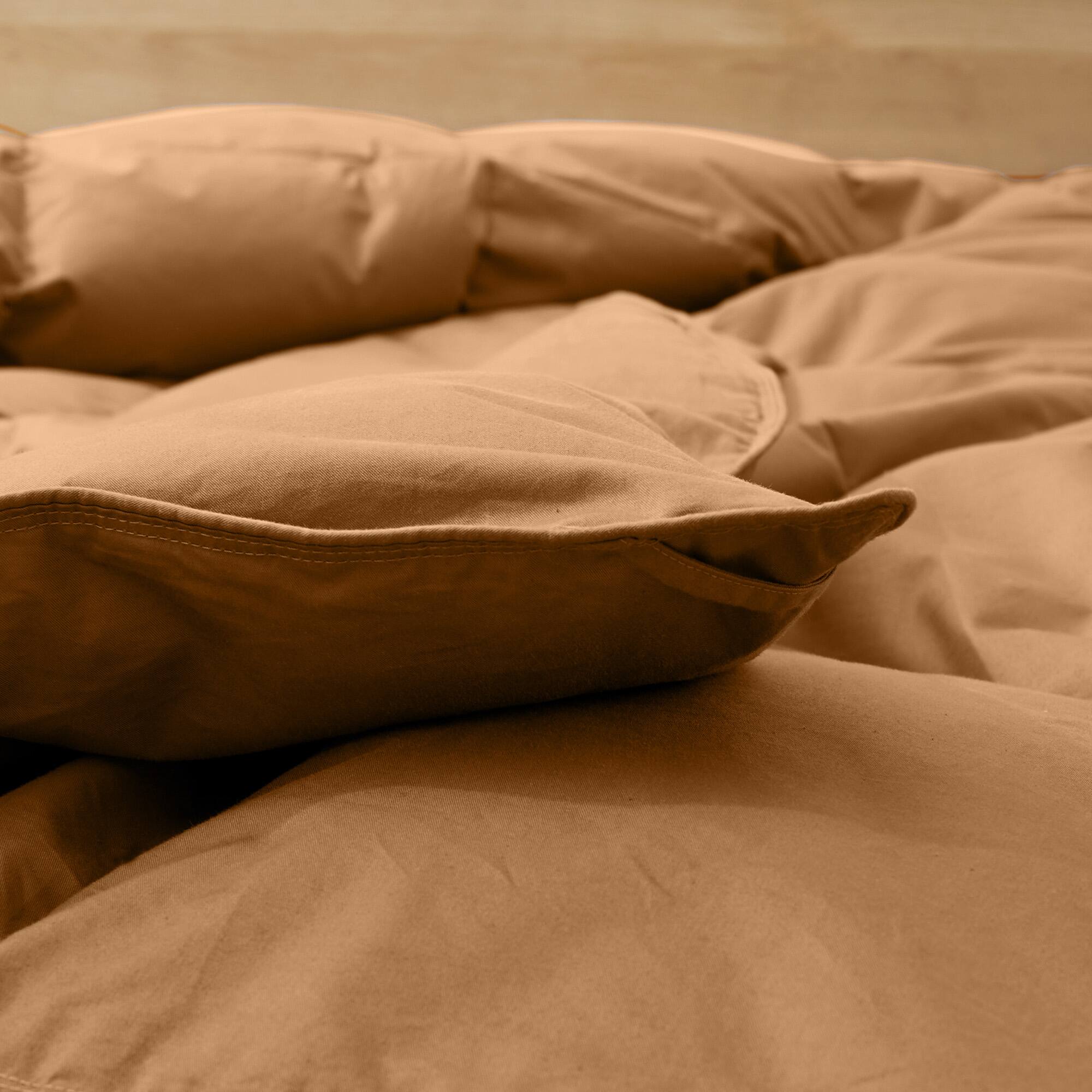 Left. Puredown - Puredown Luxurious 300TC 100% Organic Cotton Down Feather Fiber Comforter, Fawn, California King - Fawn.