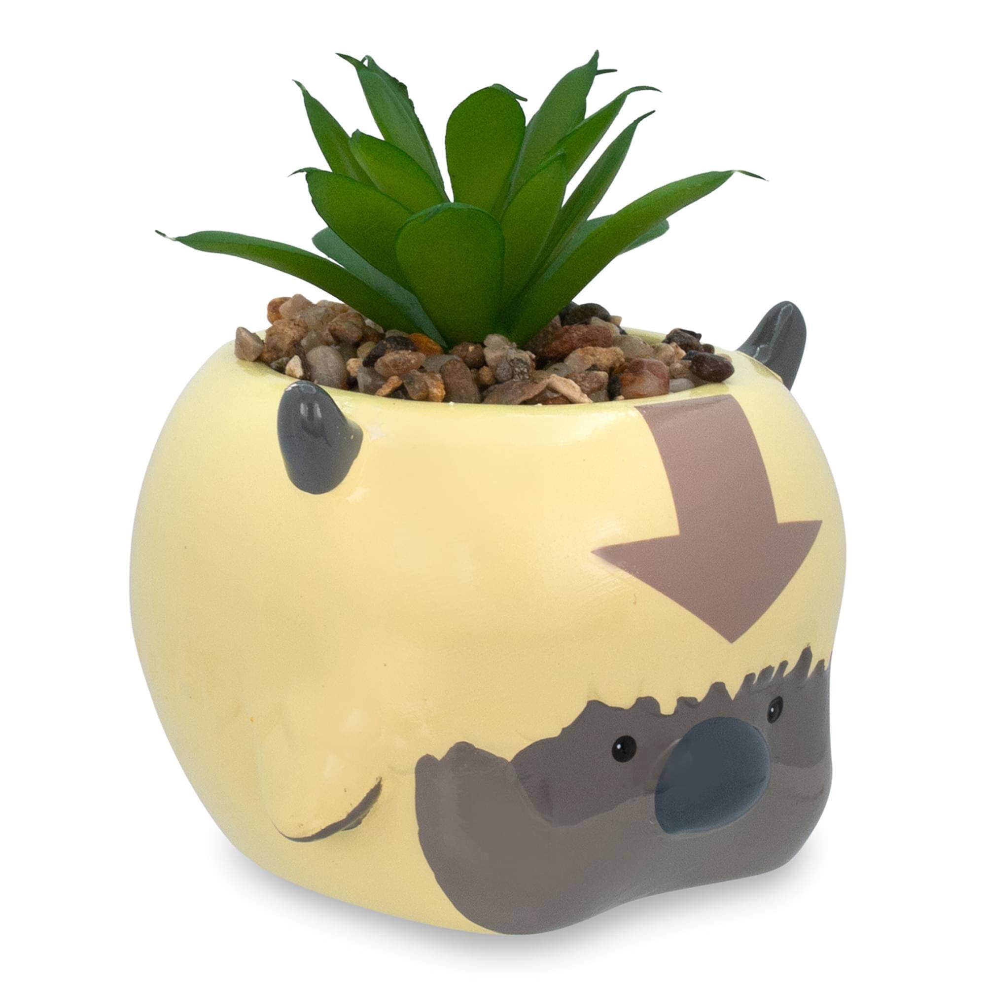Alt View 1. Silver Buffalo - Avatar: The Last Airbender Appa 6-Inch Ceramic Planter With Artificial Succulent - White.