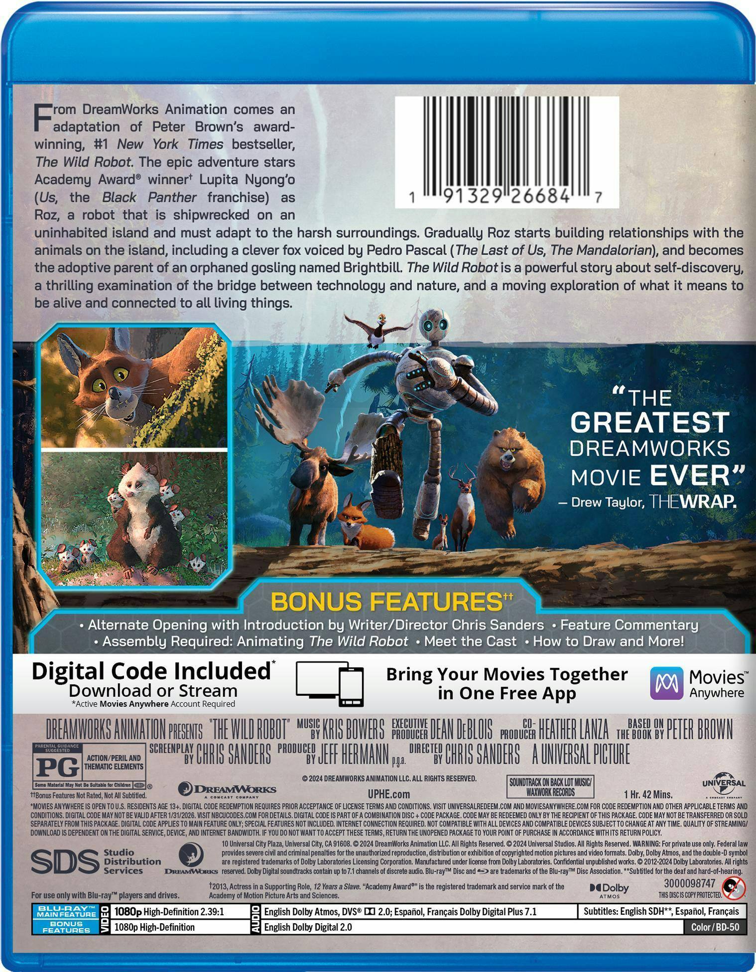 Back. The Wild Robot - Collector's Edition Blu-ray + Digital [Blu-ray].
