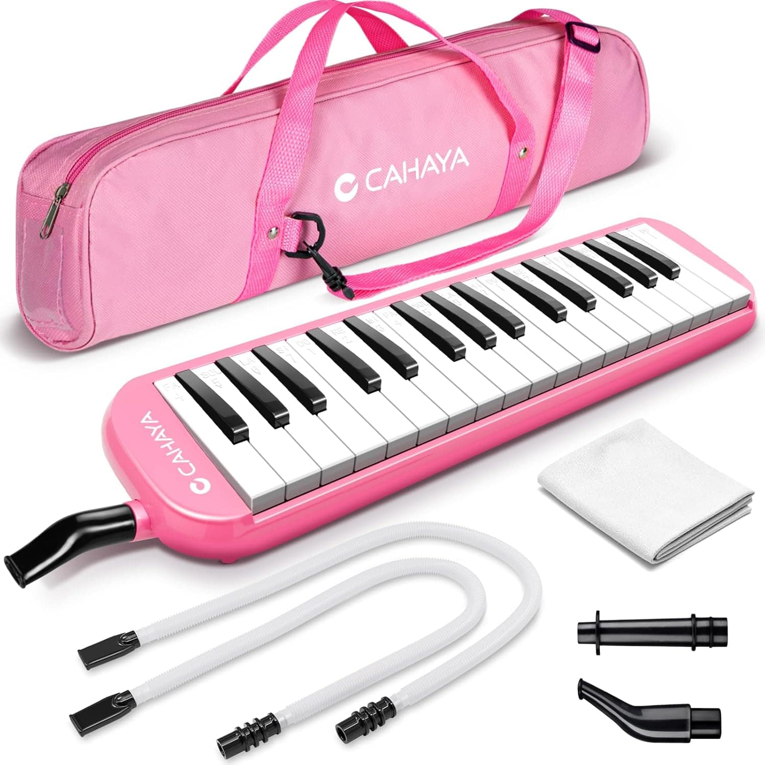 CAHAYA - Melodica 32 Keys Double Tubes Mouthpiece Air Piano Keyboard Musical Instrument with Carrying Bag Pink, CY0050-3