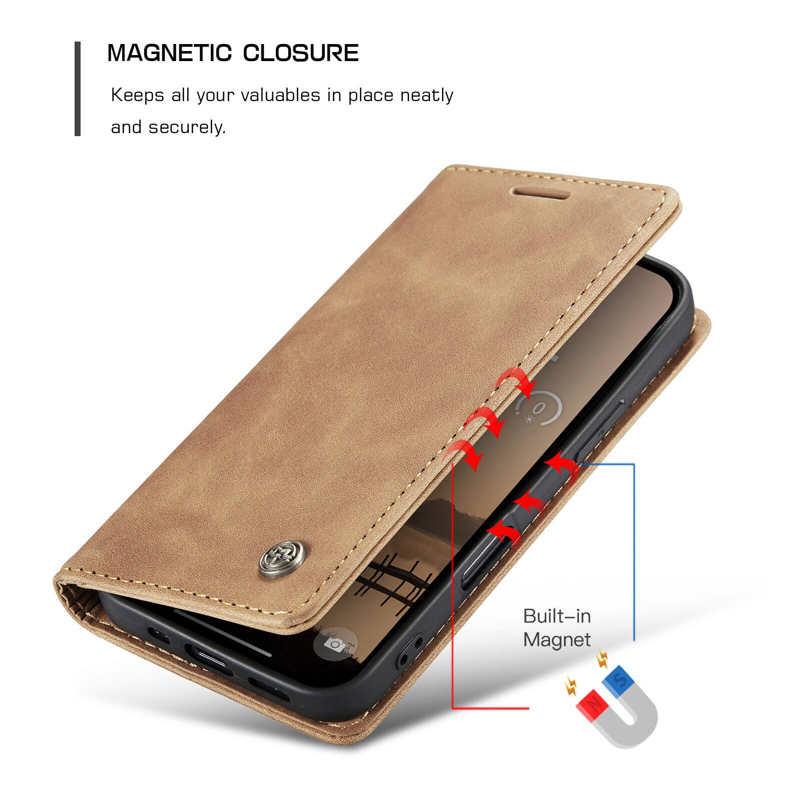 MAGNETIC CLOSURE  
Keeps all your valuables in place neatly and securely.  
Built-in Magnet