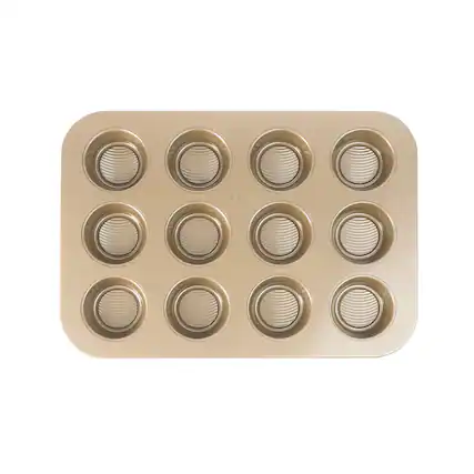 Front. Cuisipro - 12-Cup Steel Nonstick Muffin Baking Pan - Brown.