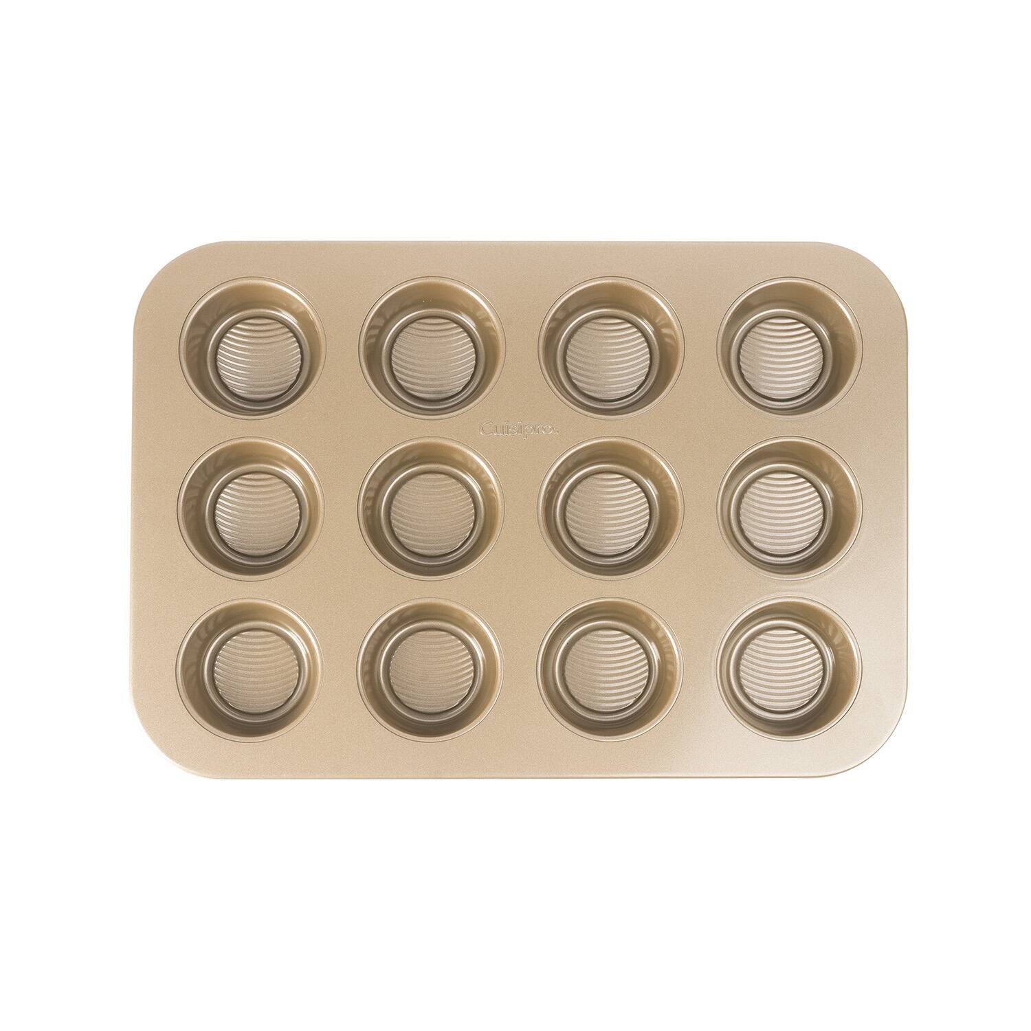Front. Cuisipro - 12-Cup Steel Nonstick Muffin Baking Pan - Brown.