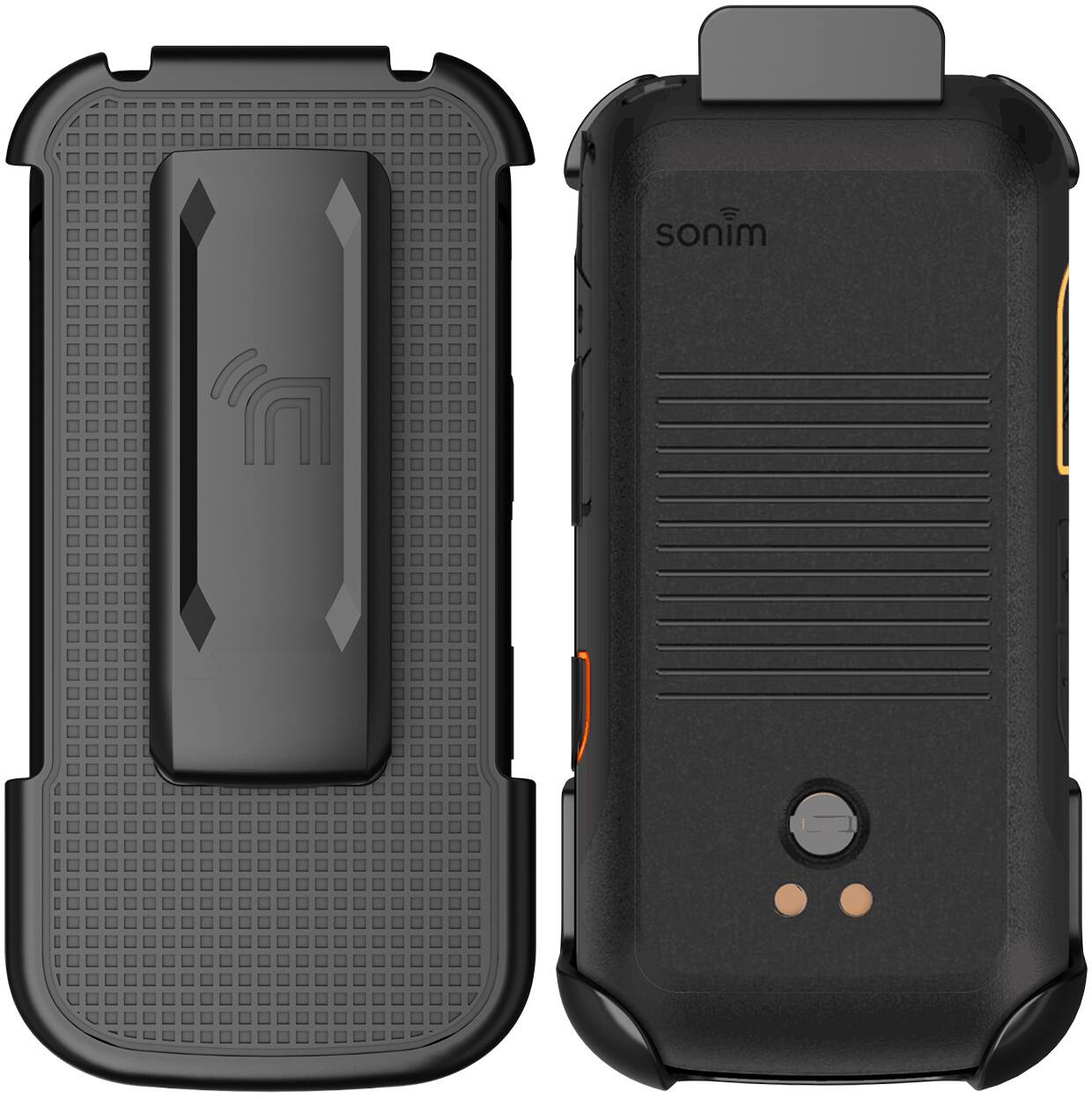 Alt View 3. Nakedcellphone - Holster Case for Sonim XP3plus 5G Flip Phone (2025, X320) - Ratchet Belt Clip Holder - Black.