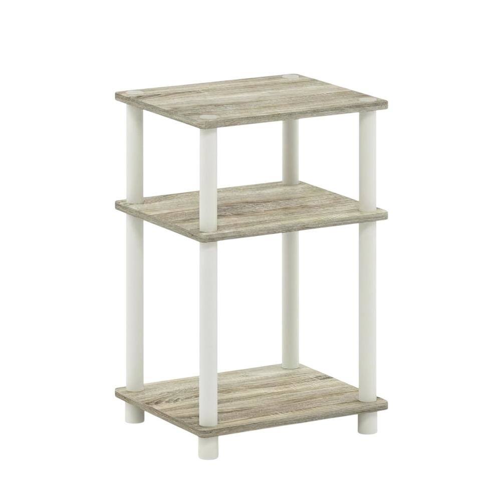 Front. FurniFact - 3-Tier End Table in Sonoma Oak and White with Multi-Level Storage - Sonoma Oak/White.