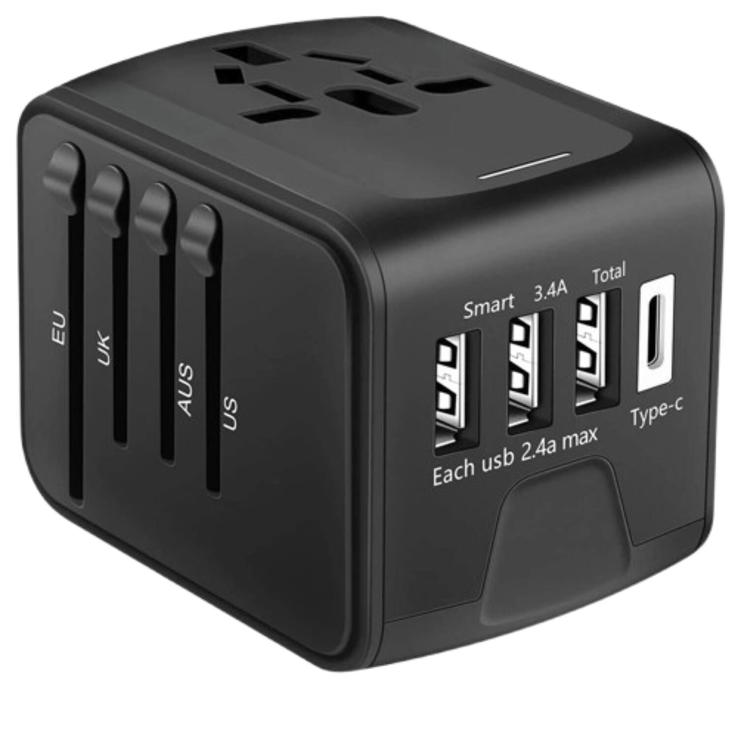 EU UK AUS US  
Smart 3.4A Total  
Each usb 2.4a max  
Type-c