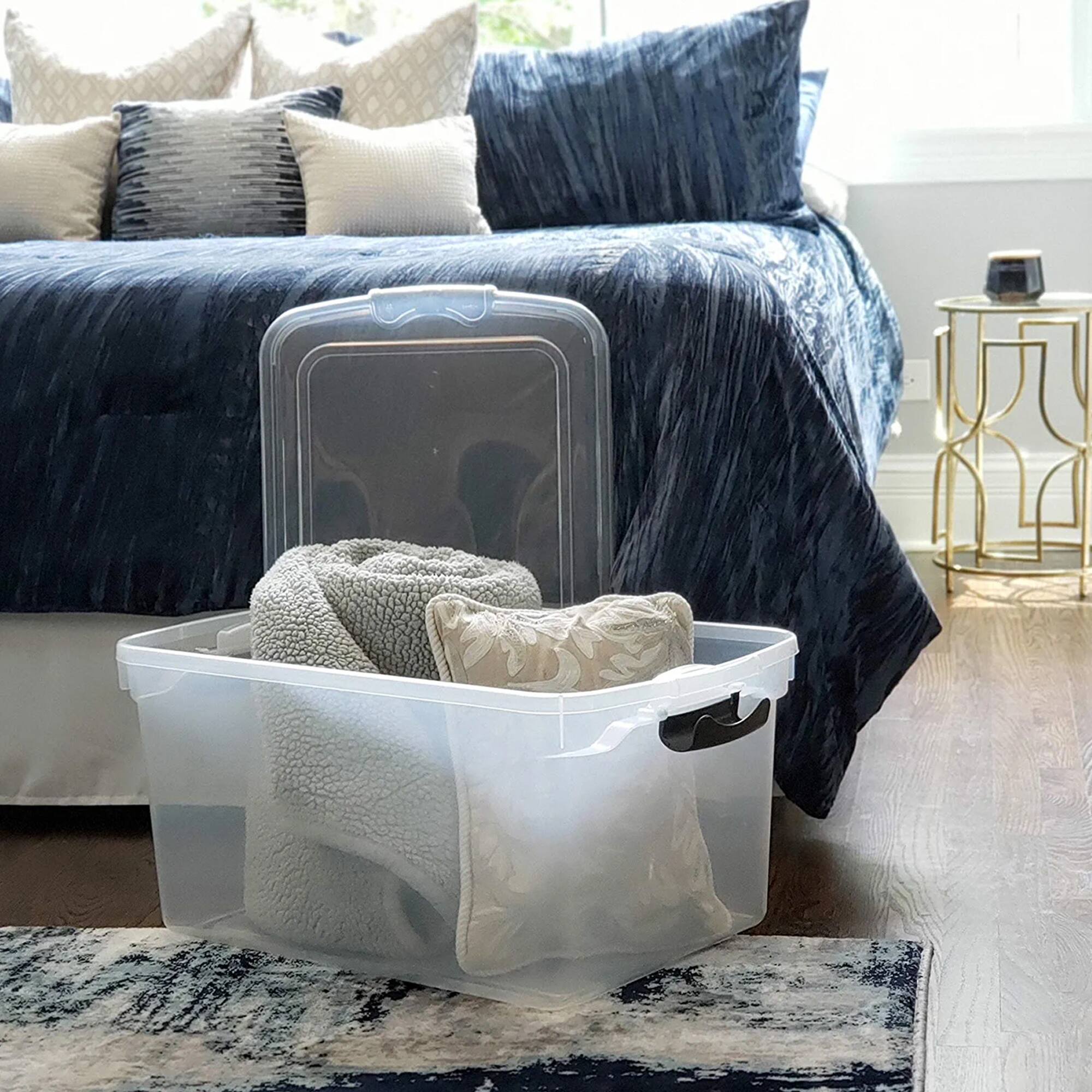 Alt View 7. Homz - Homz 66 Qt Clear Storage Organizing Container Bin with Latching Lids (4 Pack) - Gray Latch.