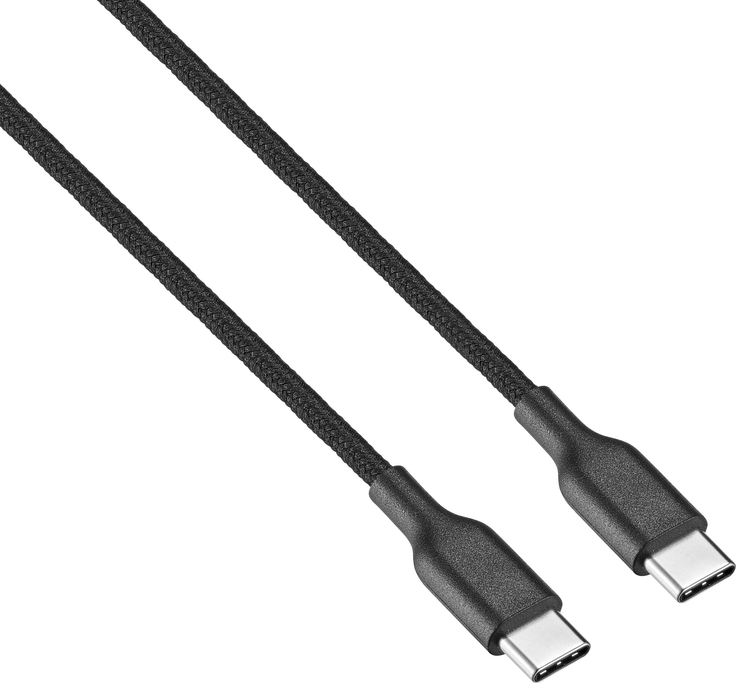 Angle. Best Buy essentials™ - 6' USB-C to USB-C Braided Charge-and-Sync Cable - Black.