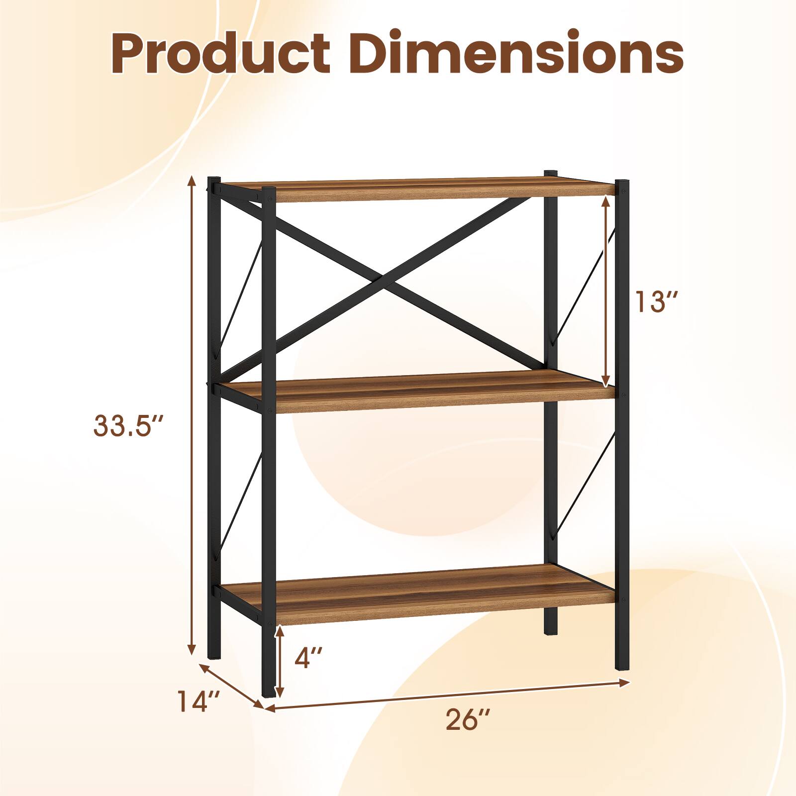 Product Dimensions: 13" x 33.5" x 14" x 4" x 26"