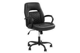 Spaco - Faux Leather Executive Office Chairs Unique Design Ergonomic Design Casters Plush Padded Chair with Arms - Black+Grey