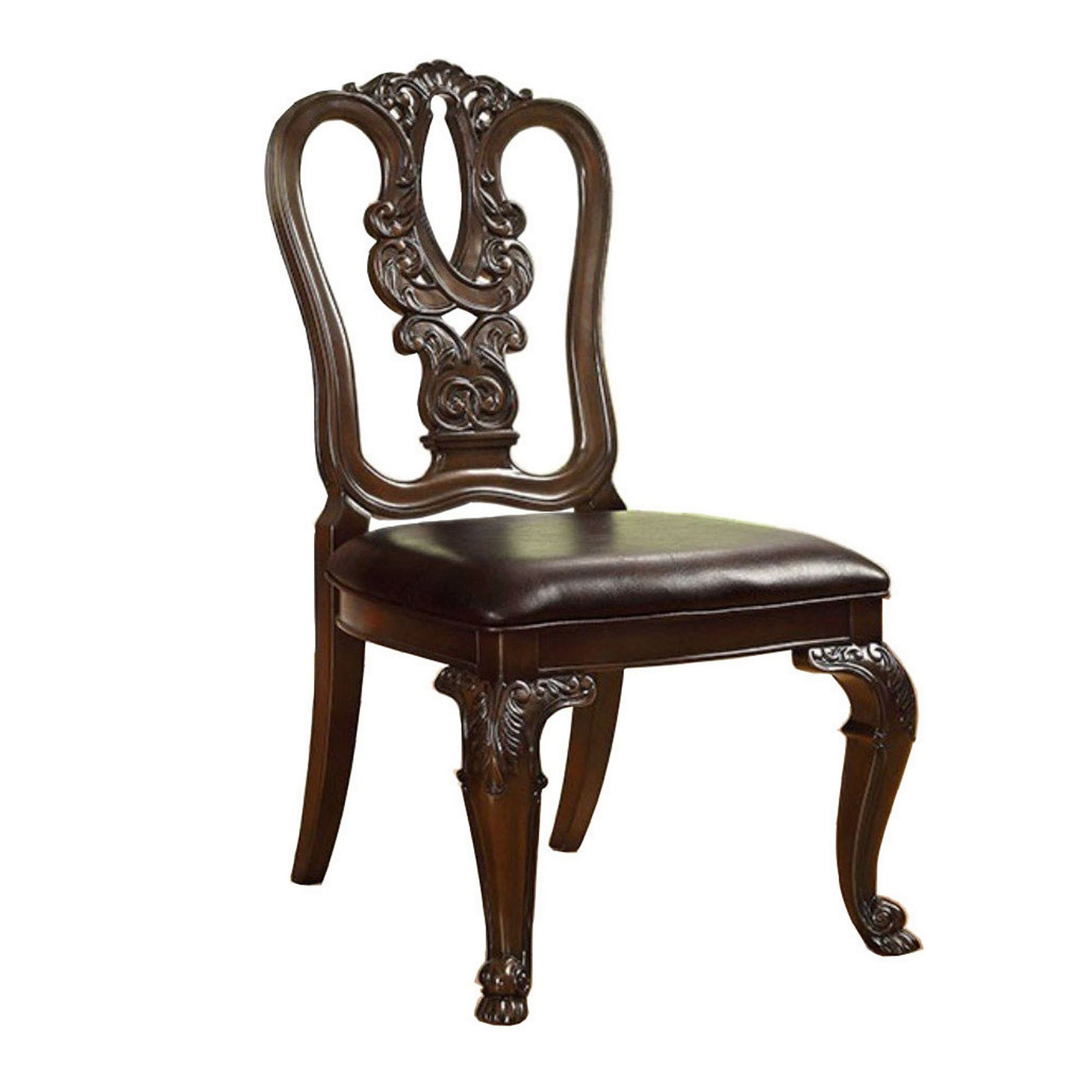 Manhattan Lane - Bellagio Traditional Wooden Carving Side Chair, Set of 2 - Brown Cherry