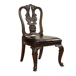 Manhattan Lane - Bellagio Traditional Wooden Carving Side Chair, Set of 2 - Brown Cherry