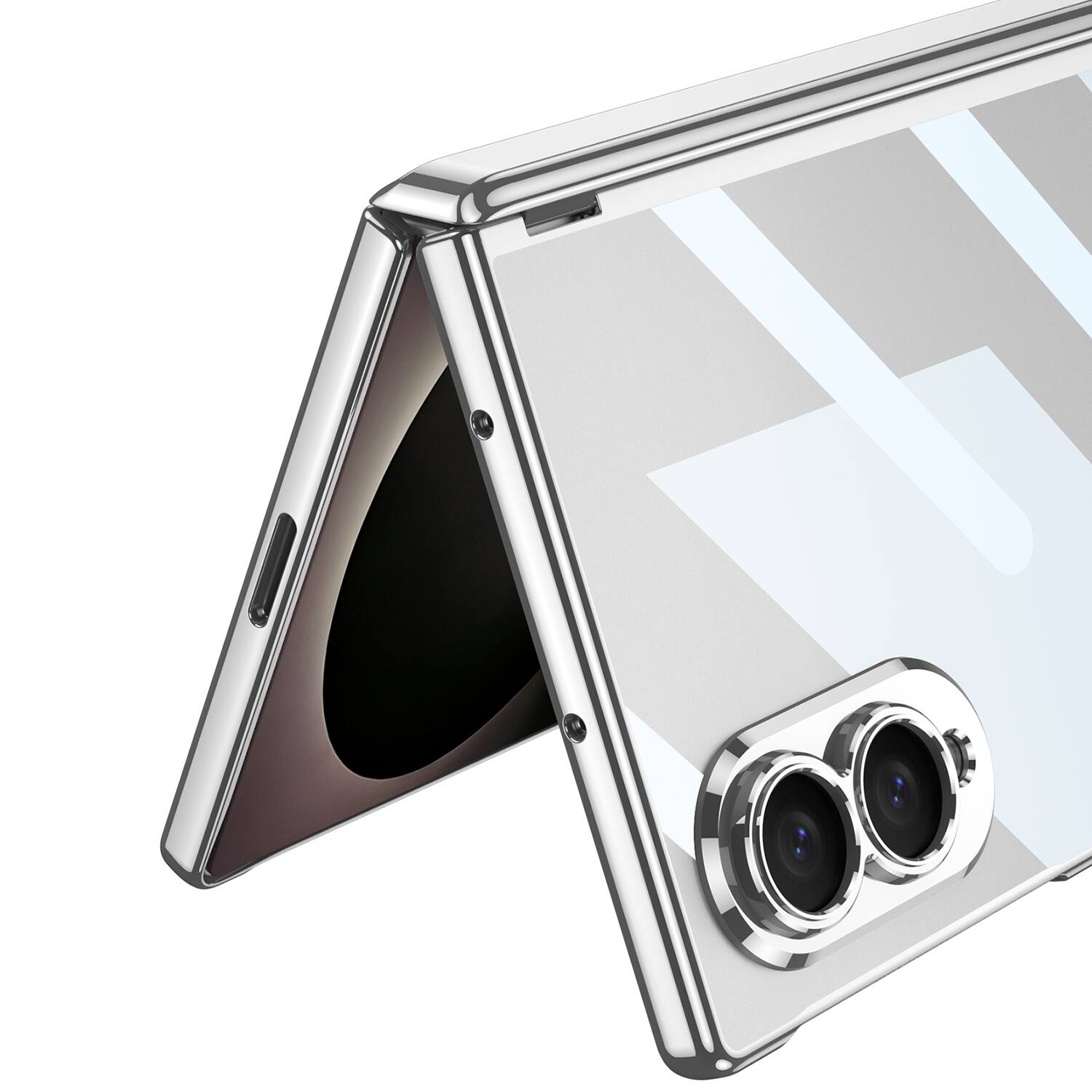 Alt View 4. Dteck - for Samsung Galaxy Z Fold8 Rugged Clear Case with Hinge Protection,Built-in Screen Protector,Slim Hard PC Folio Cover - Gold.