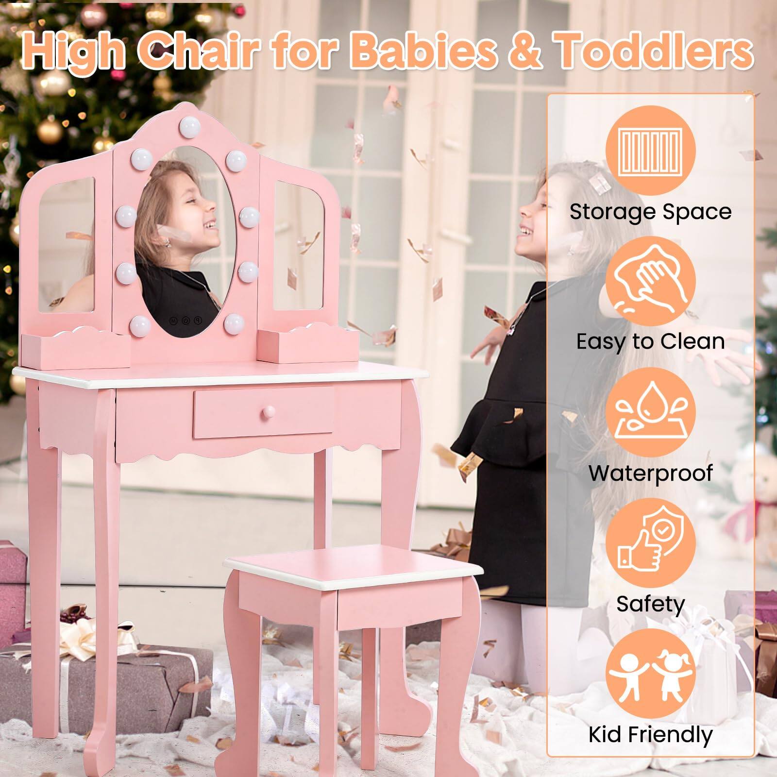 High Chair for Babies & Toddlers

- Storage Space
- Easy to Clean
- Waterproof
- Safety
- Kid Friendly