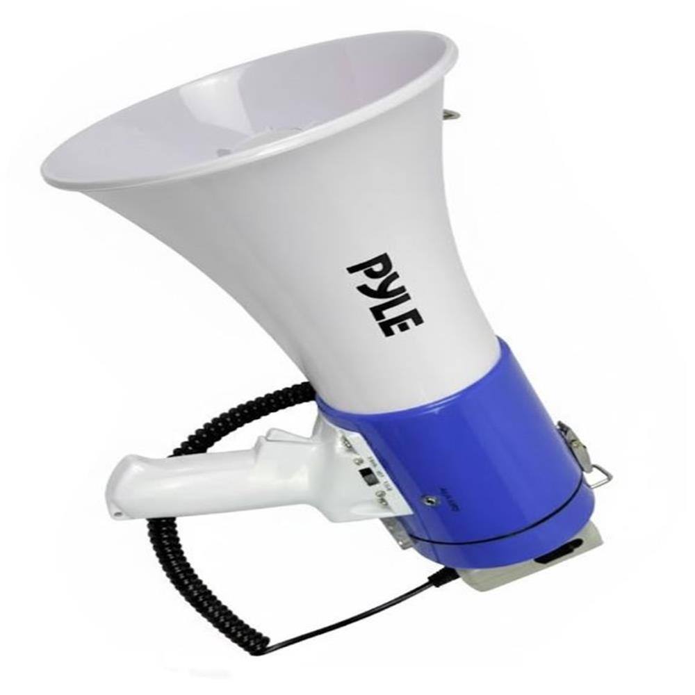 Pyle - 50W Portable Megaphone Bullhorn Speaker – Alarm Siren, Adjustable Volume up to 1700 Yards, Aux Input, USB