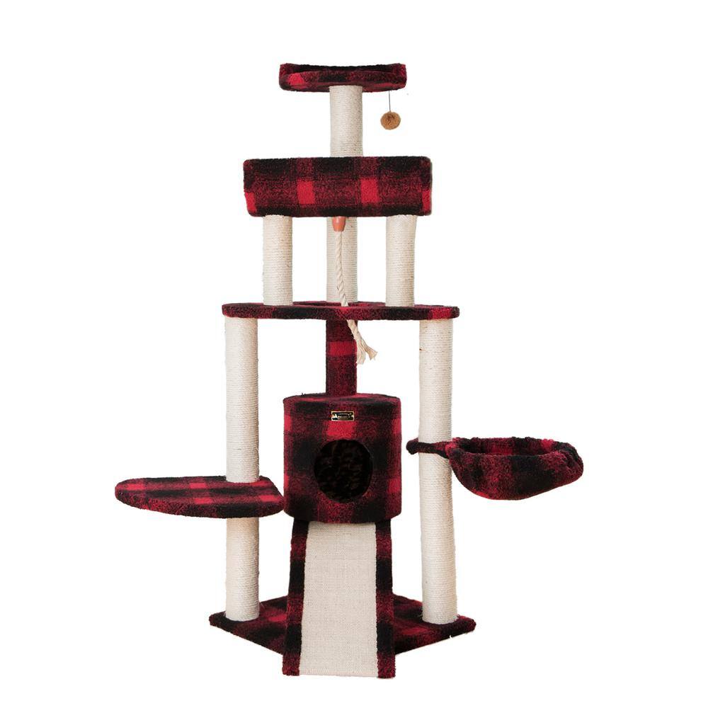 Angle. Armarkat - Classic Real Wood Cat Tree Four Levels - Black.