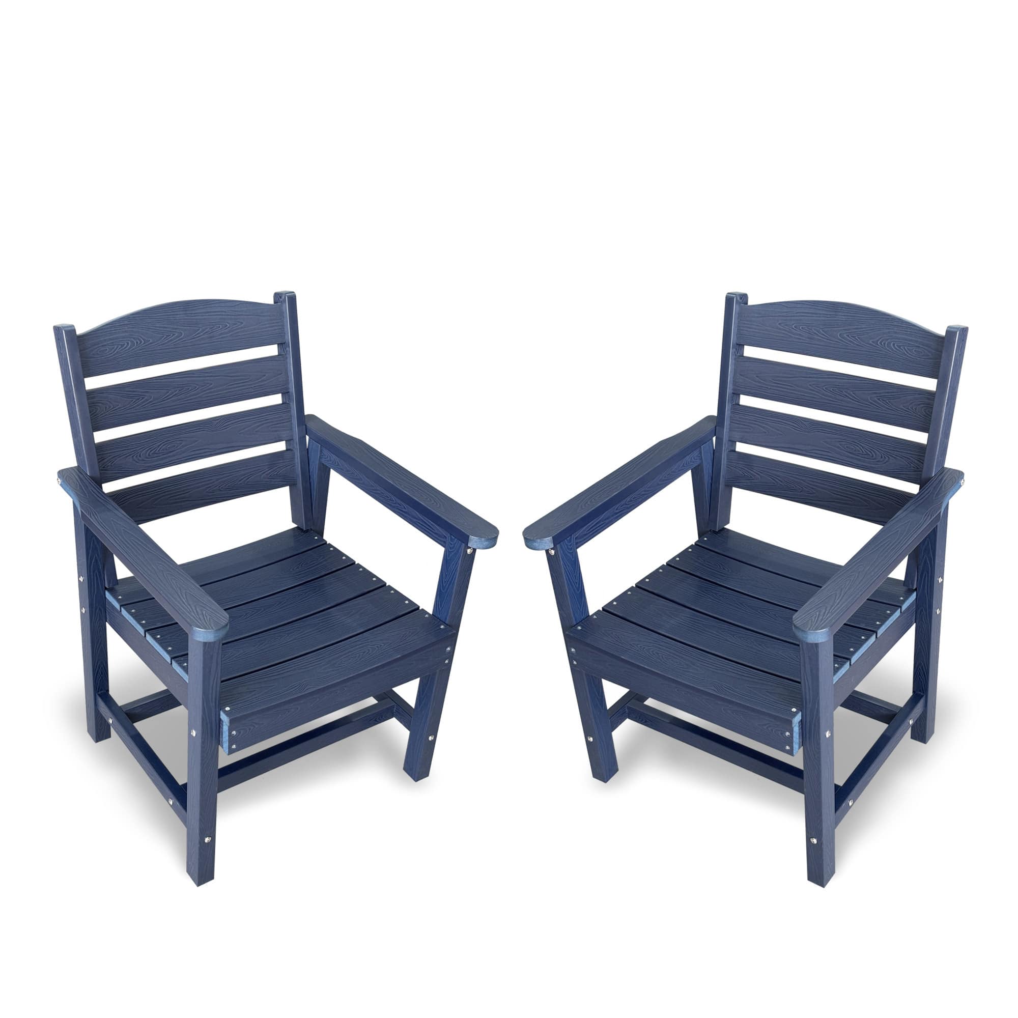Fortune Candy - HIPS Poly Lumber Patio Dining Chair Set of Two, All Weather Resistant, for Porch Yard Garden ( 2 Piece) - Navy Blue