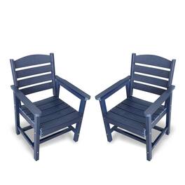 Fortune Candy - Poly Lumber Patio Dining Chair Set of Two, HIPS Outdoor Ladder Back Chair, Weather Resistant ( 2 Piece) - Navy Blue
