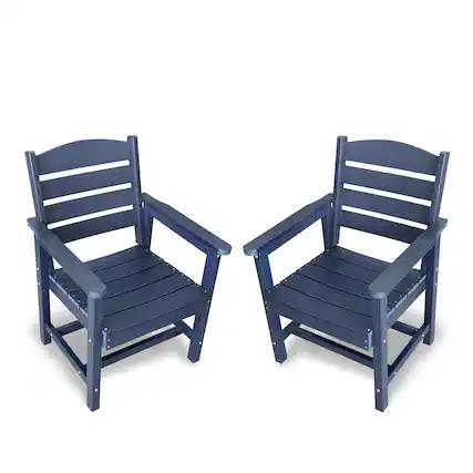 Front. Fortune Candy - Poly Lumber Patio Dining Chair Set of Two, HIPS Outdoor Ladder Back Chair, Weather Resistant (Navy Blue, 2 Piece) - Navy Blue.