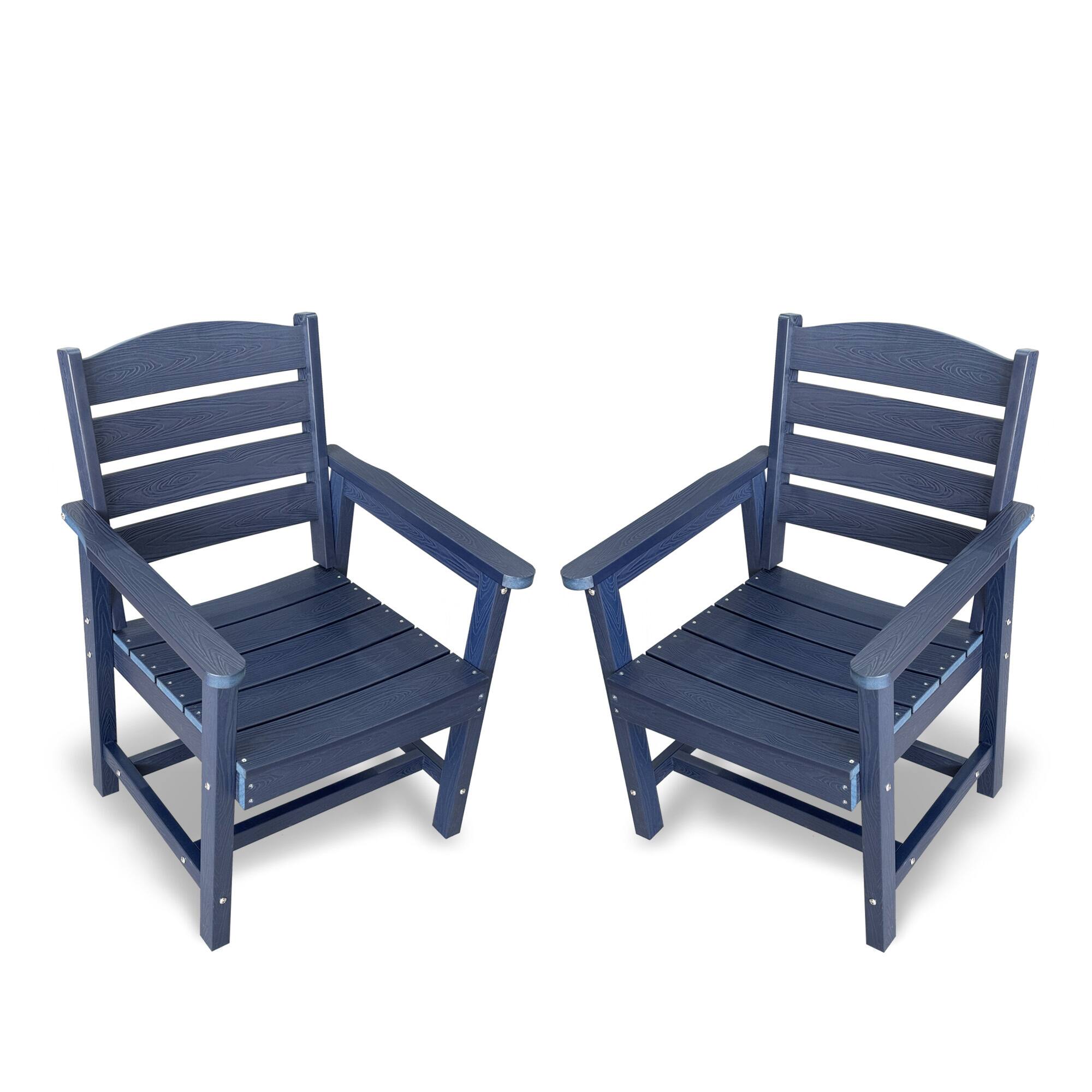 Front. Fortune Candy - Poly Lumber Patio Dining Chair Set of Two, HIPS Outdoor Ladder Back Chair, Weather Resistant (Navy Blue, 2 Piece) - Navy Blue.