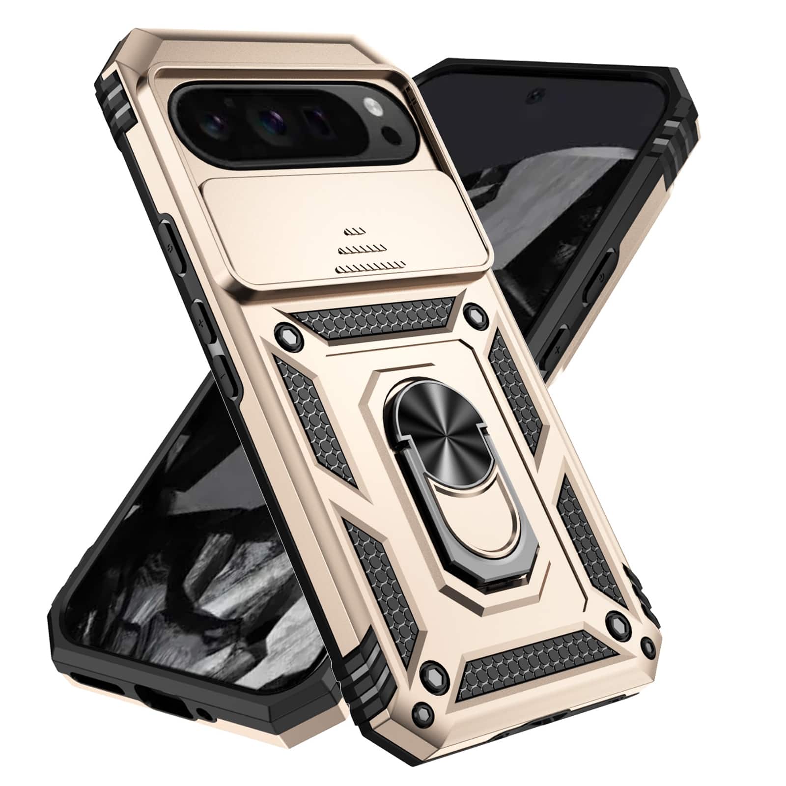 UUCOVER - Rugged Protective Case for Google Pixel 10 / 10 Pro,Shockproof TPU+PC Case Slide Camera Cover Ring Holder Stand Cover - Gold price history on PriceWatchPro