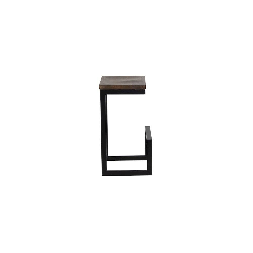 Left. Porter Designs - Cube Solid Wood & Metal Bar Stool - Brown.