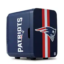 Ukonic NFL New England Patriots 15-Can Mini Fridge 10L AC/DC Portable Refrigerator, Official Team Logo - Black