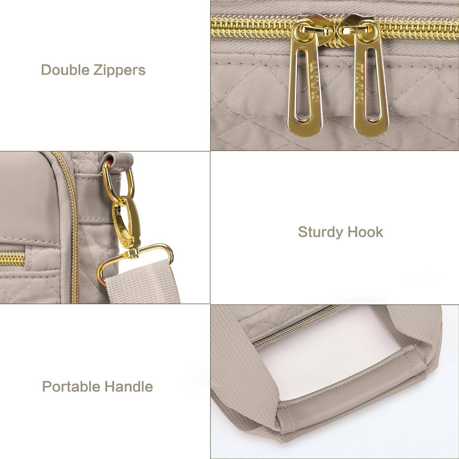 Double Zippers  
Sturdy Hook  
Portable Handle
