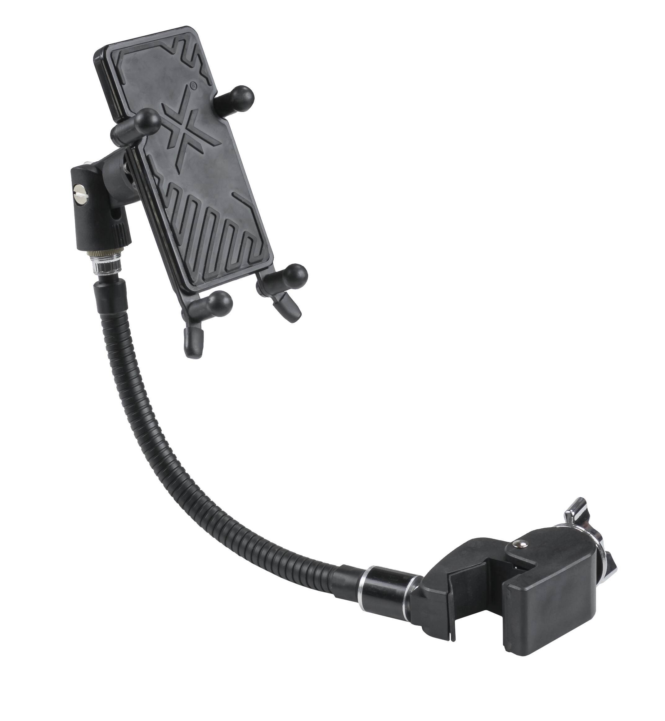 Gibraltar Hardware - Smartphone Holder with Gooseneck and Multi Mount Clamp, with Flexible 9-Inch Arm and Expandable Grip - Black