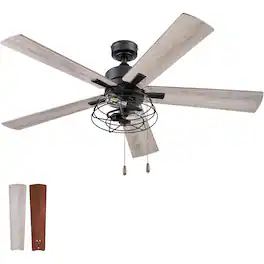 Prominence Home - Marshall 52 Inch Industrial Ceiling Fan, Pull Chain - Matte Black