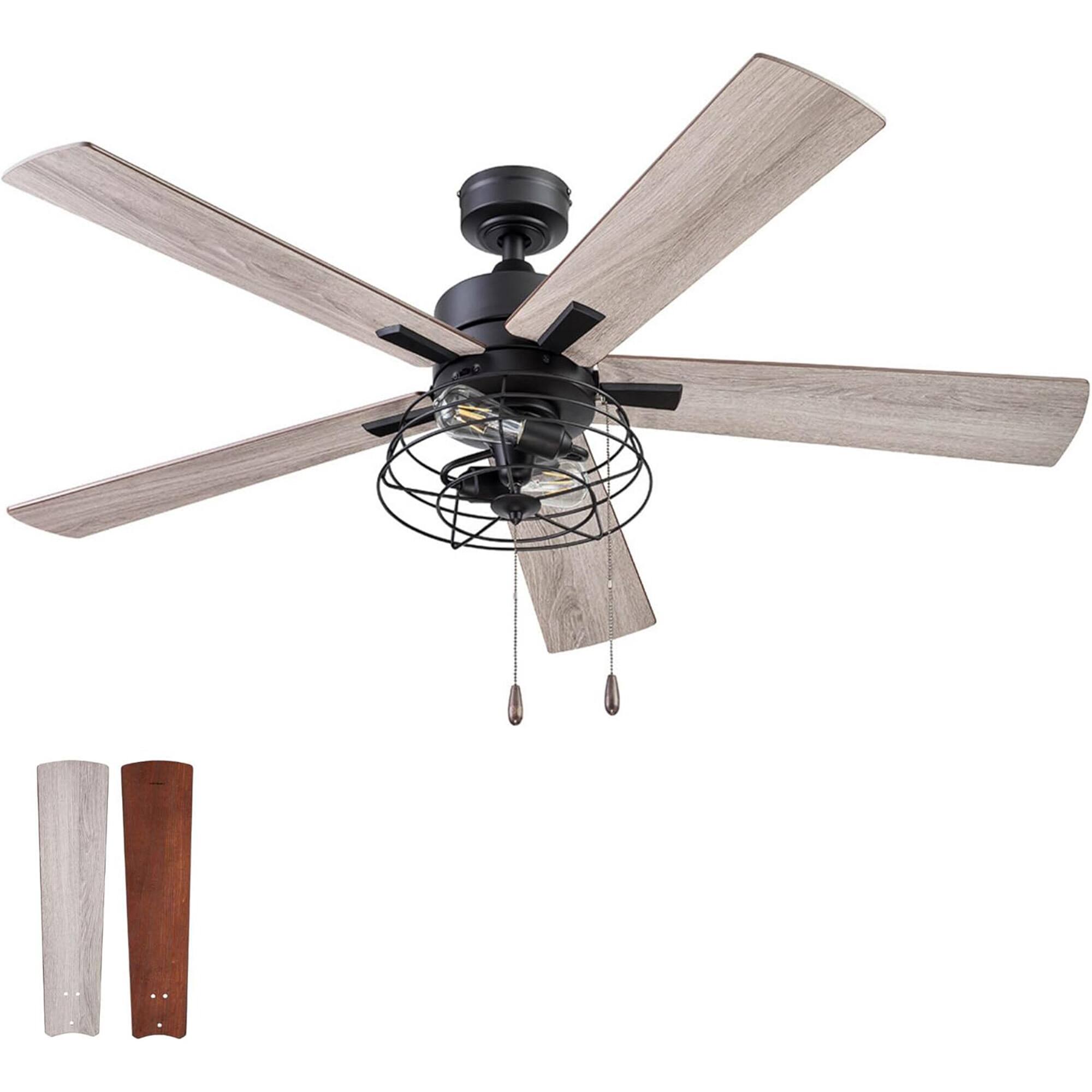 Front. Prominence Home - Prominence Home Marshall 52 Inch Industrial Ceiling Fan, Pull Chain, Matte Black - Matte Black.