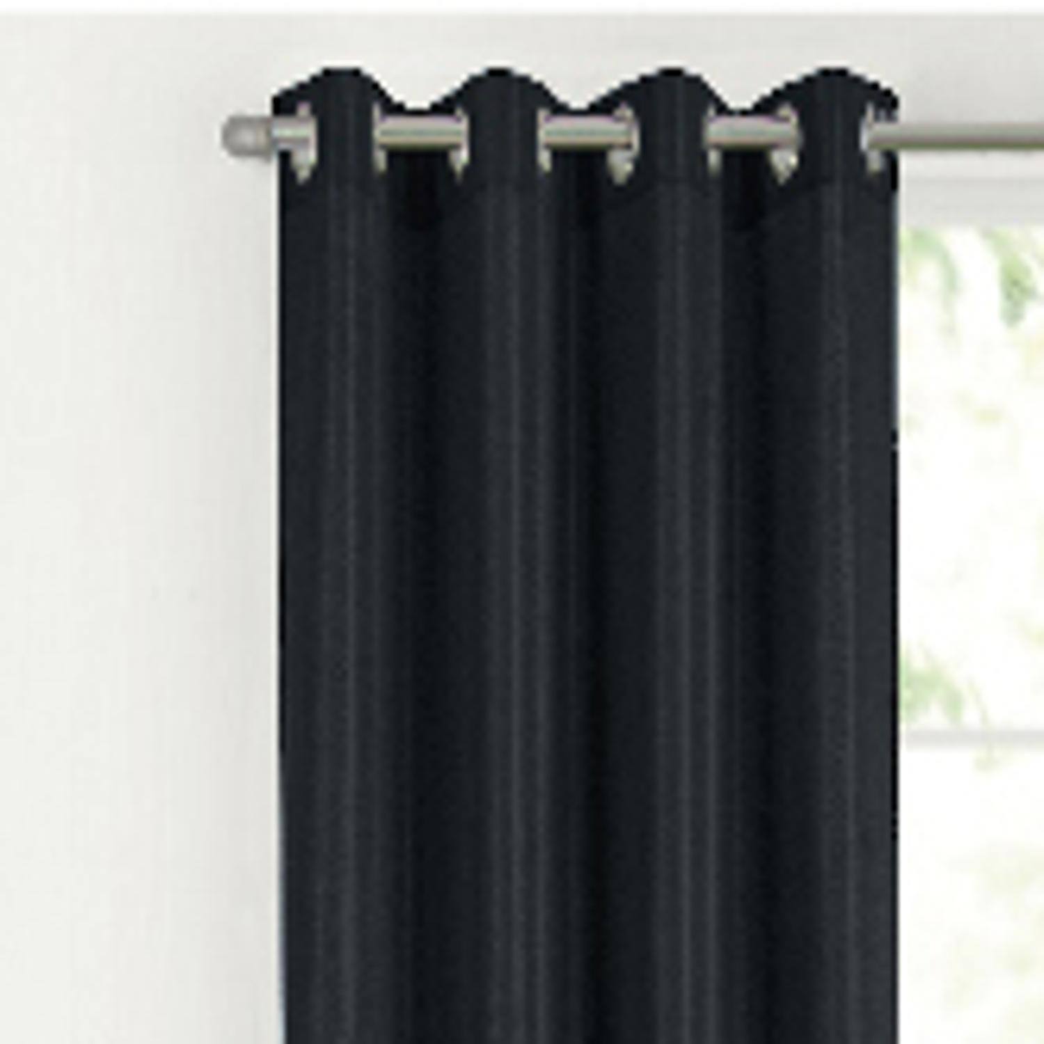 Left. RT Designers Collection - RT Designer Collection Gibson Luxurious Decorative Grommet Curtain Panel 54" x 90" Black - Black.