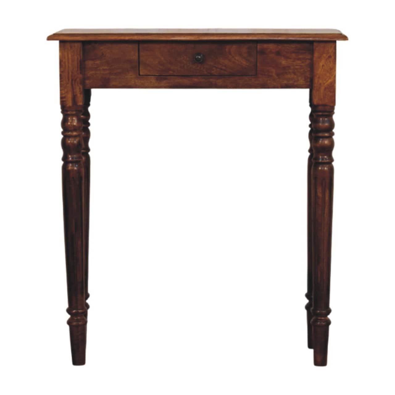 Artisan Furniture - Solid Wood Turned Legs 1 Drawer Chestnut Console, 1 Drawer, Color - Dark Brown