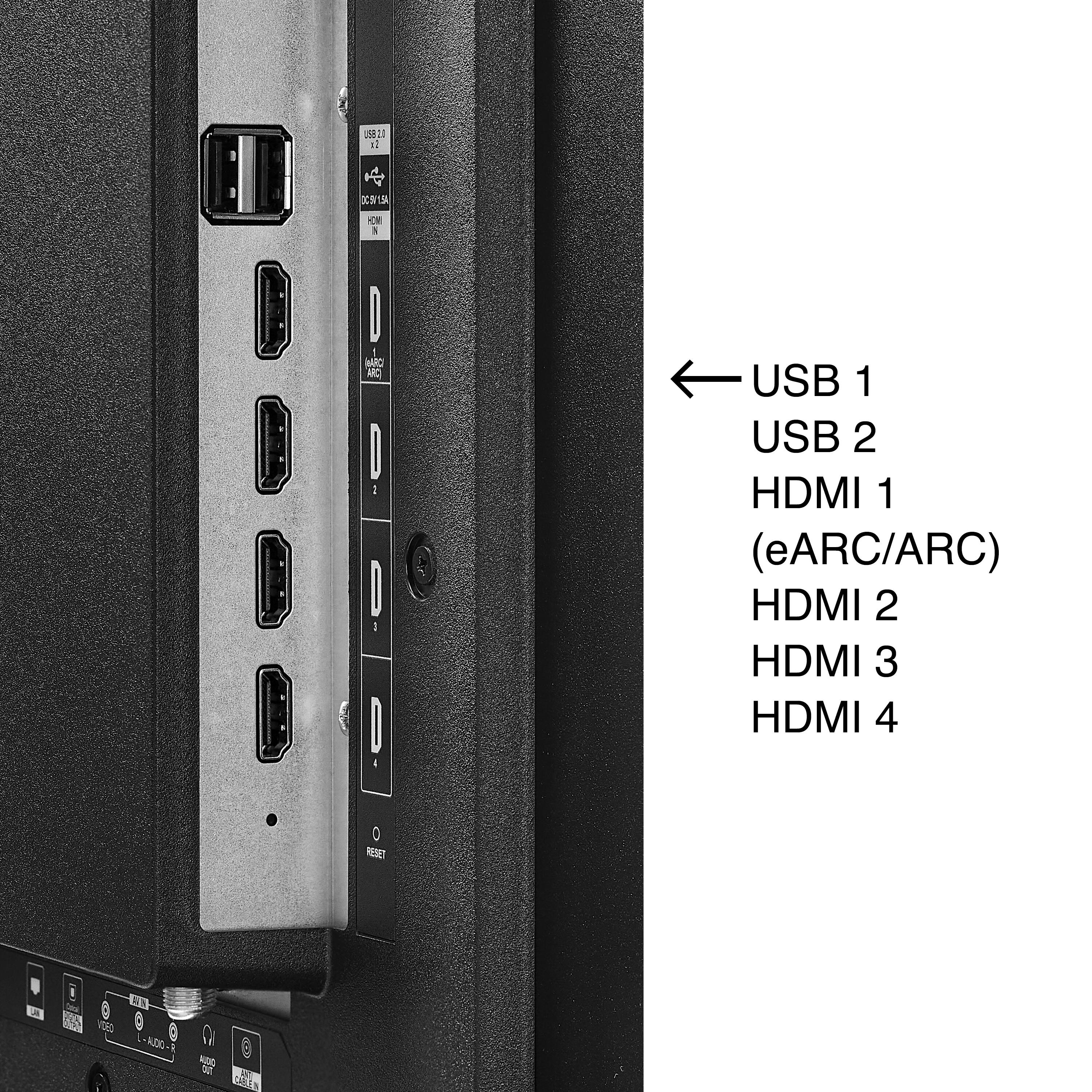 USB 1  
USB 2  
HDMI 1 (eARC/ARC)  
HDMI 2  
HDMI 3  
HDMI 4